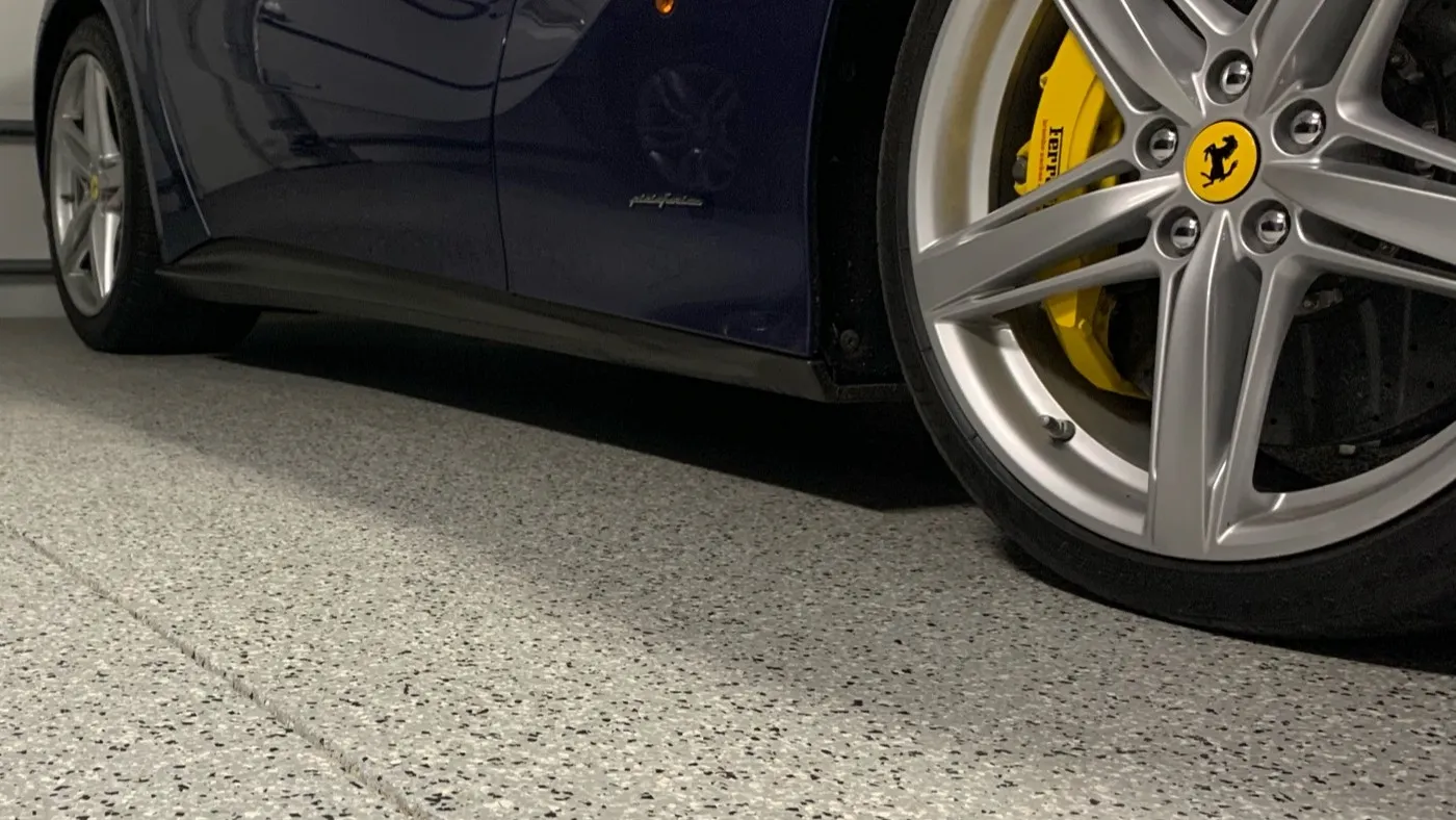 Full-flake polyaspartic garage floor coating installed in Sarasota FL